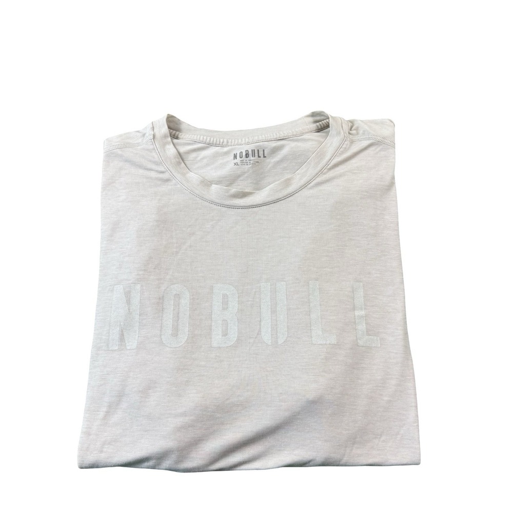 NOBULL Tan Spellout S/S Performance Mens Athletic T Shirt Size XL